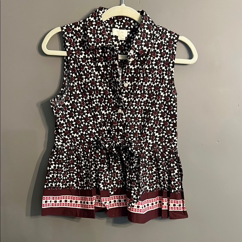 Kate Spade Women's Sleeveless Patterned Top - Black and Brown
